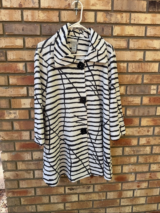 Multiples Jackets & Blazers - Multiples Black and White Striped Textured Coat